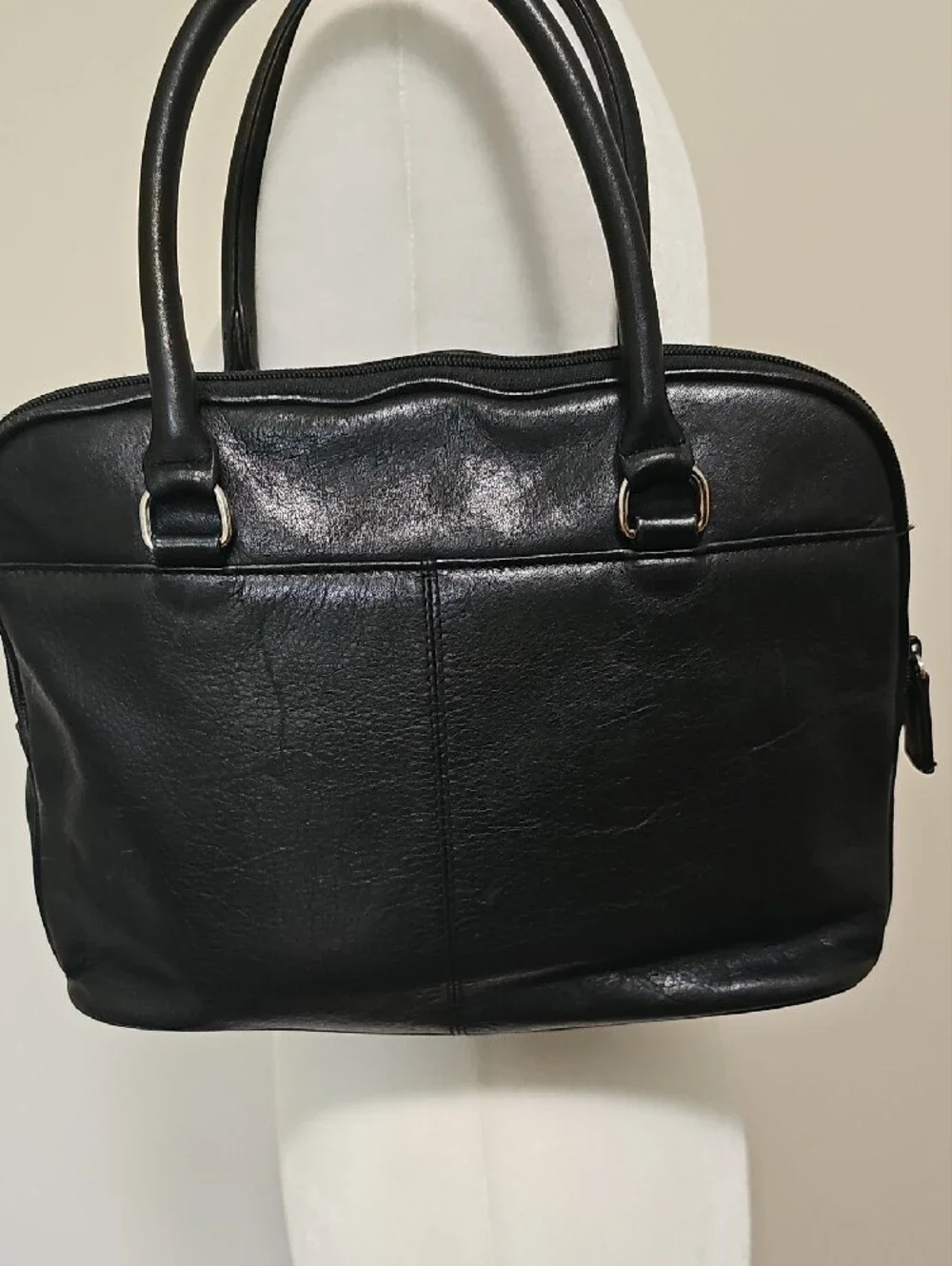 Vintage Etienne Aigner Black Leather Satchel Handbag 10x12